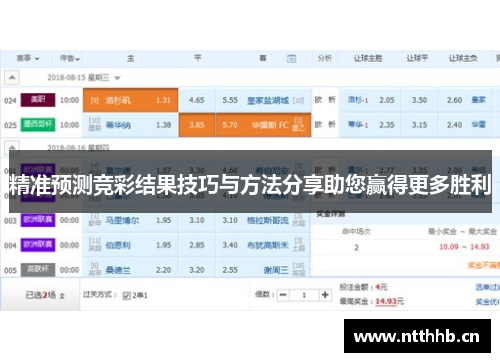 精准预测竞彩结果技巧与方法分享助您赢得更多胜利